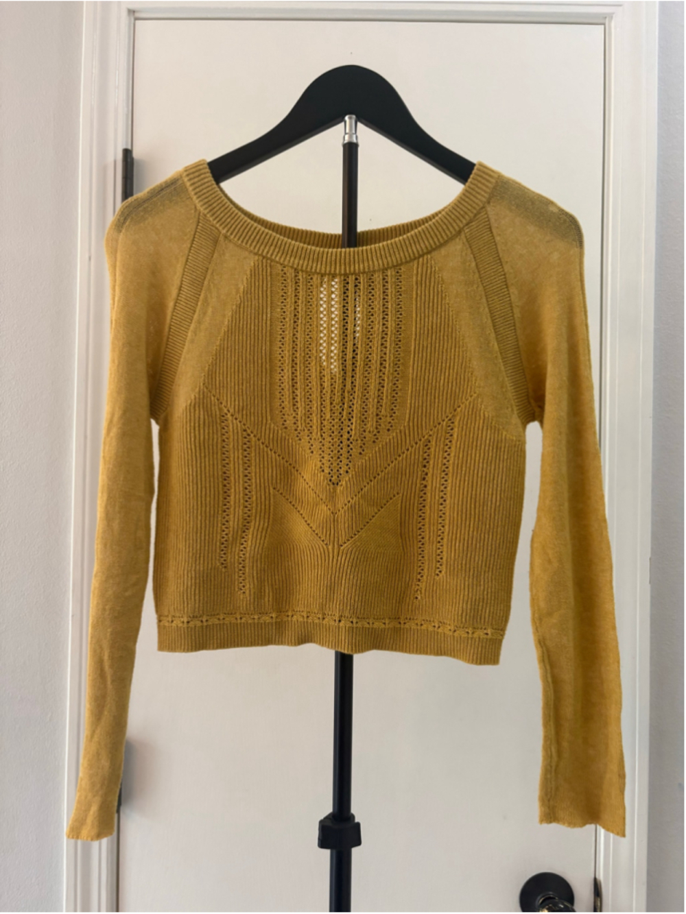 Free People Cotton Wool Sweater Cropped Mustard Yellow XS